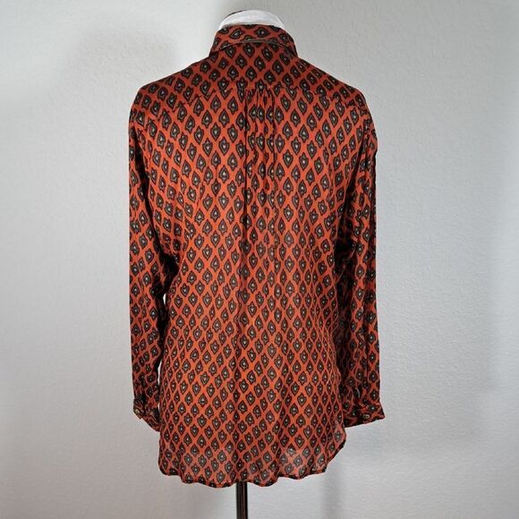 Platinum by Dorothy Schoelen Vintage Geometric Patterned Blouse Button Up Small - Picture 6 of 16